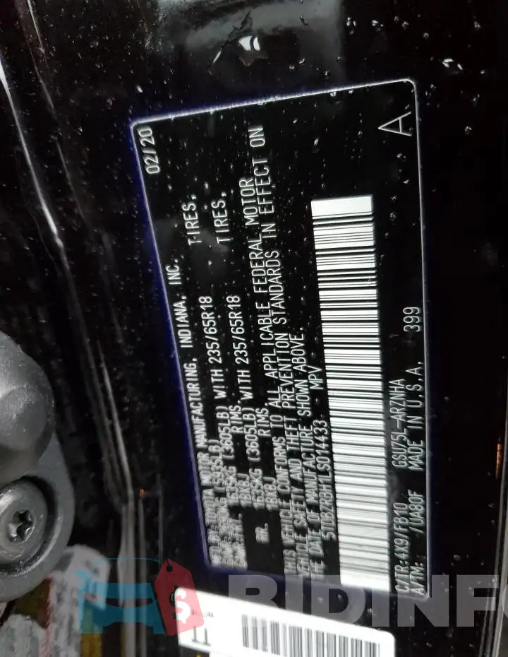 5TDBZRBH1LS014433 Photo# 13