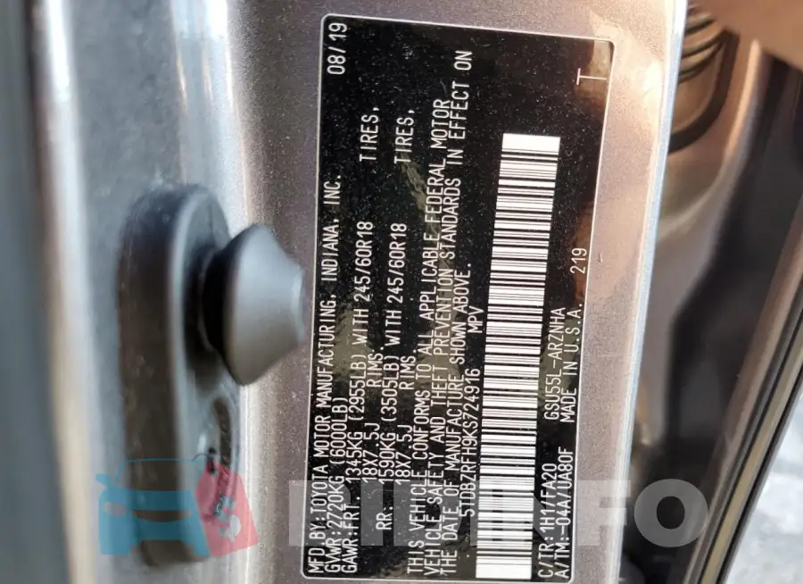 5TDBZRFH9KS724916 Photo# 13