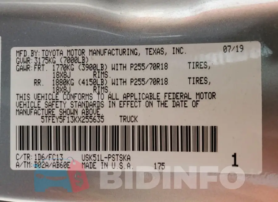 5TFEY5F13KX255635 Photo# 13