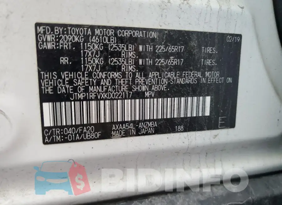 JTMP1RFVXKD022117 Photo# 13