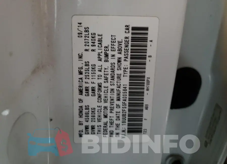 19UUB2F55FA005841 Photo# 12