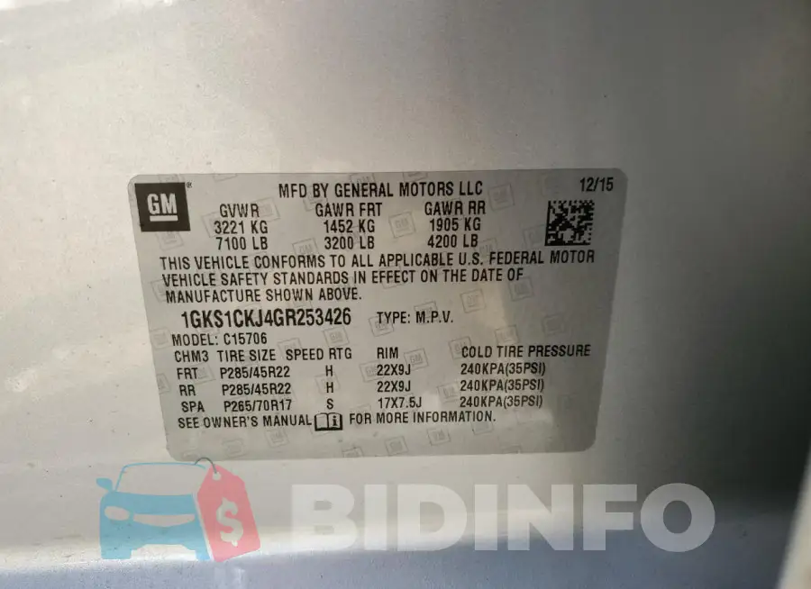 1GKS1CKJ4GR253426 Photo# 13