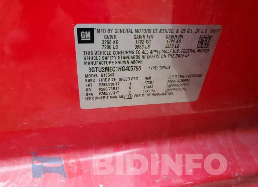 3GTU2MEC1HG405796 Photo# 12