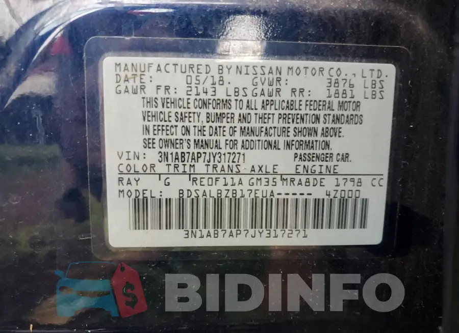 3N1AB7AP7JY317271 Photo# 13