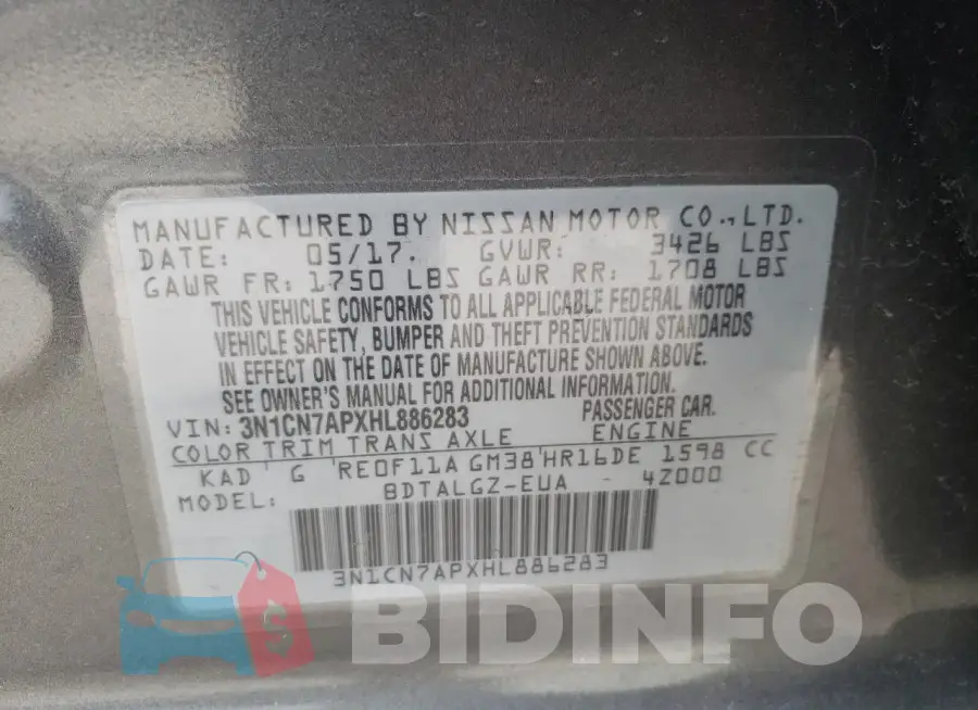3N1CN7APXHL886283 Photo# 13