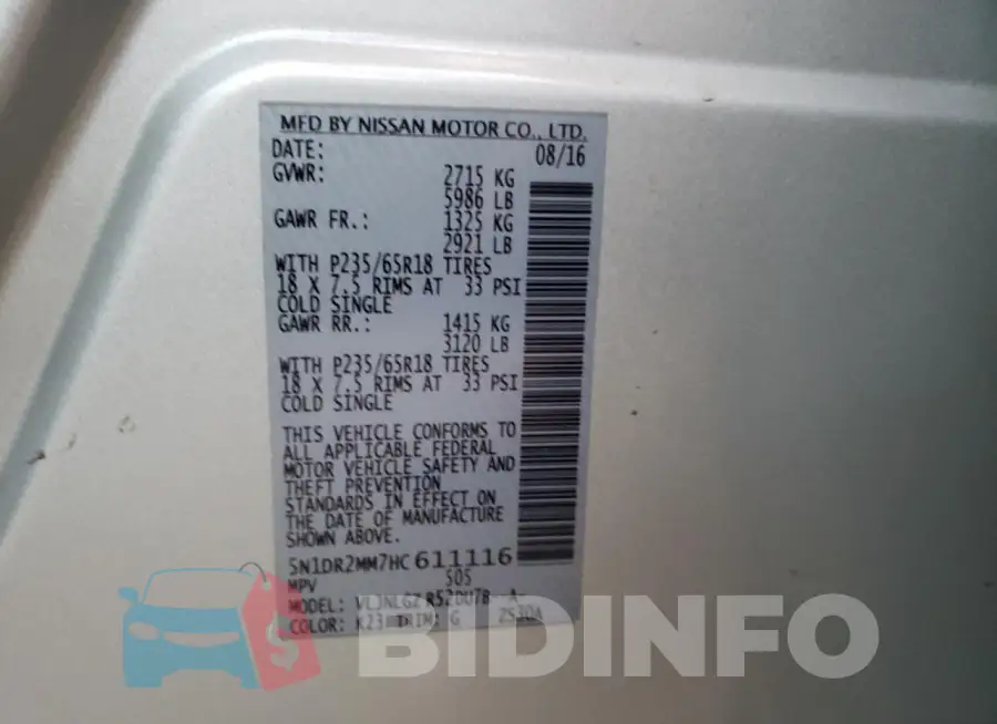 5N1DR2MM7HC611116 Photo# 13