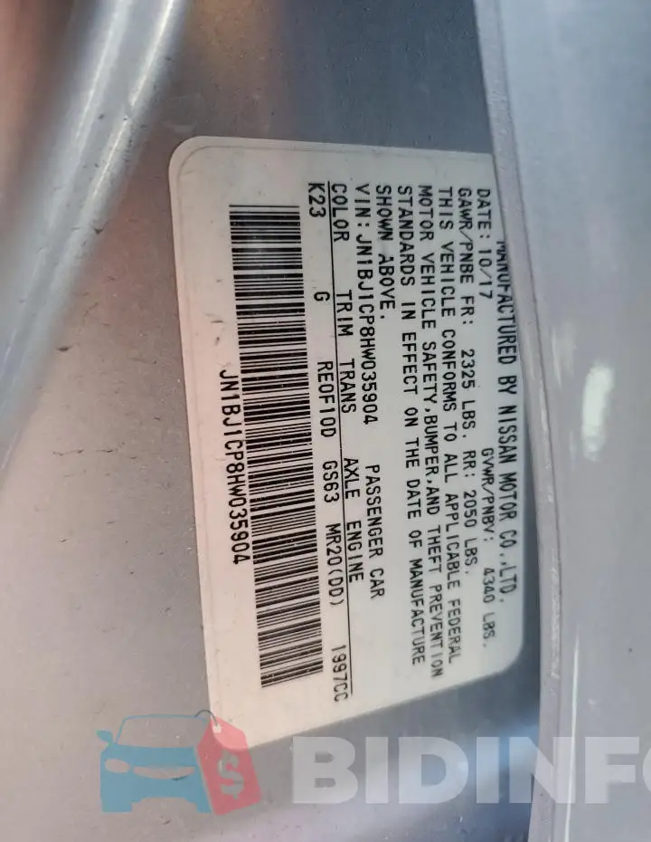 JN1BJ1CP8HW035904 Photo# 12