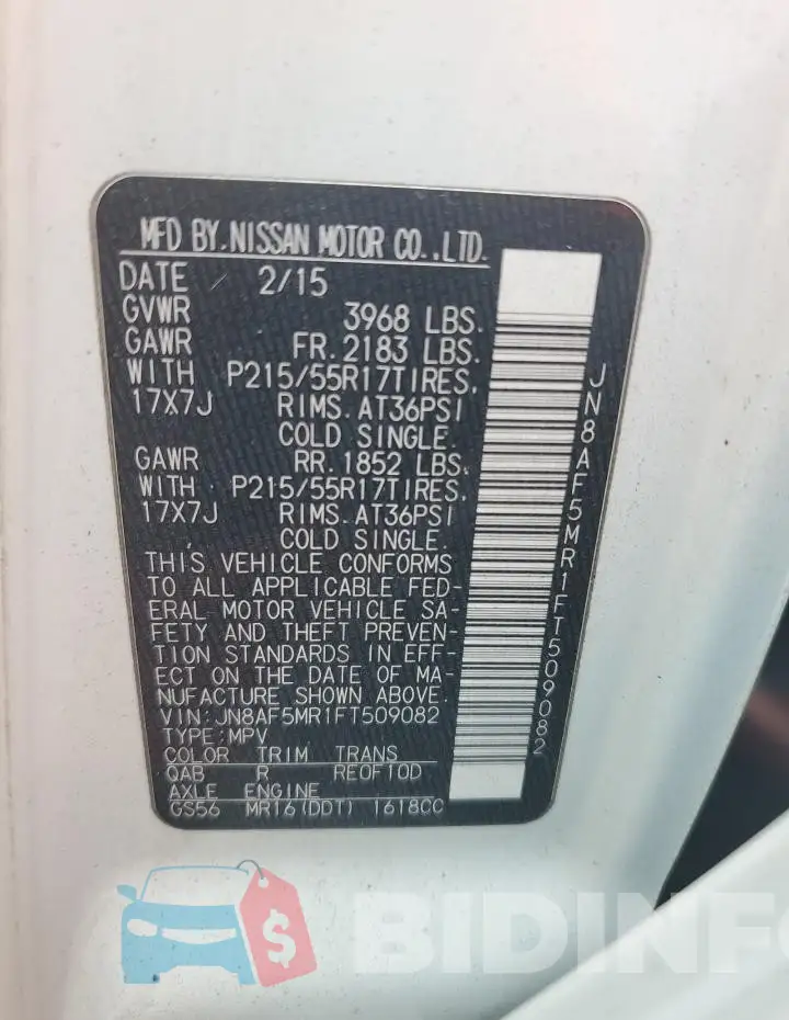 JN8AF5MR1FT509082 Photo# 12