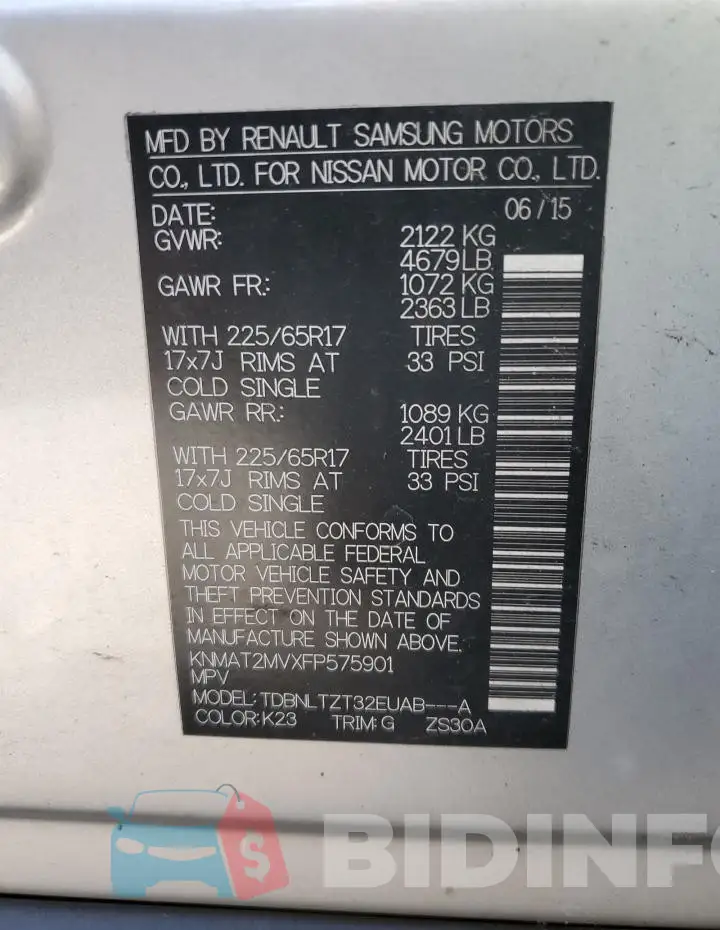 KNMAT2MVXFP575901 Photo# 12