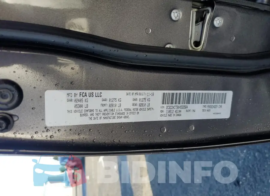 2C3CDXCT5KH552564 Photo# 12