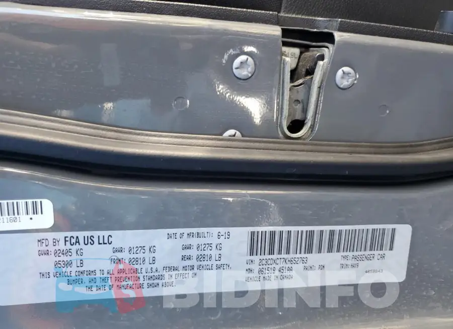 2C3CDXCT7KH652763 Photo# 12