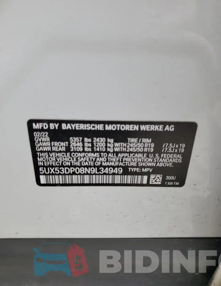 5UX53DP08N9L34949 Photo# 14