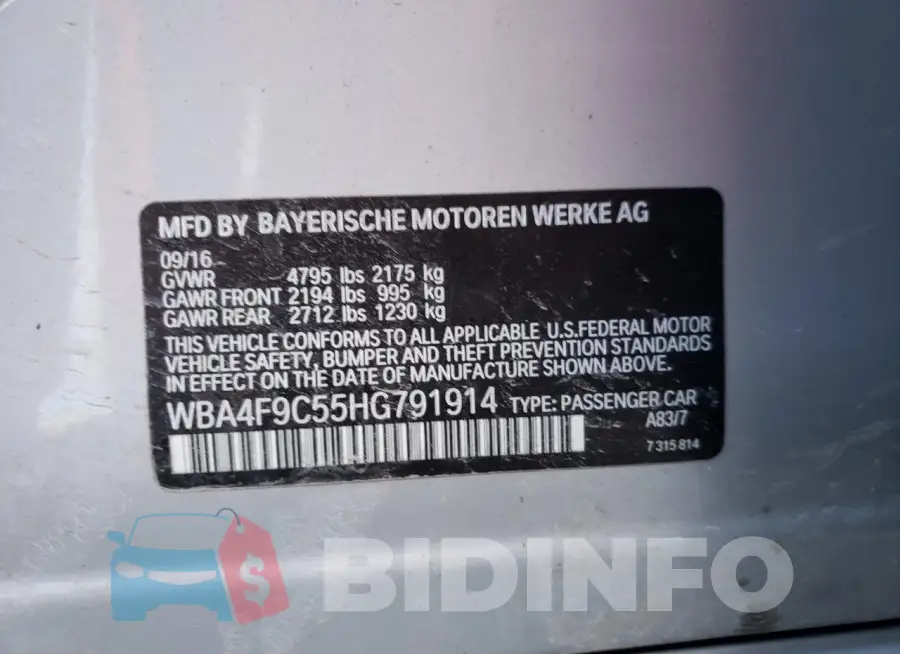WBA4F9C55HG791914 Photo# 12