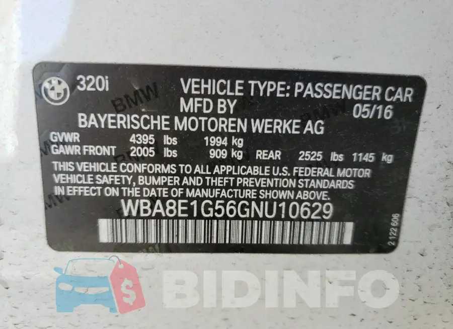 WBA8E1G56GNU10629 Photo# 12