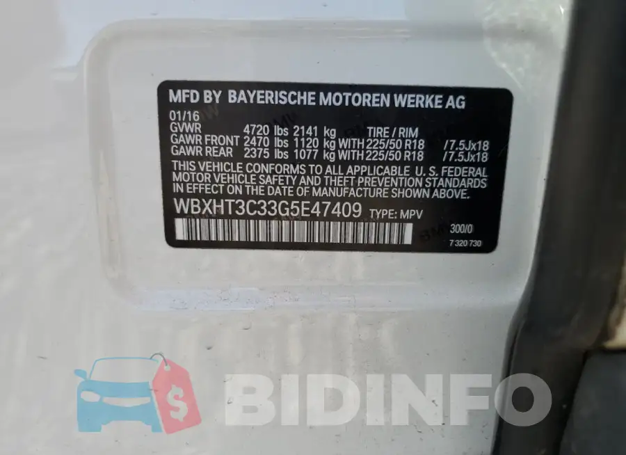 WBXHT3C33G5E47409 Photo# 14