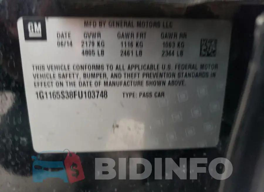 1G1165S38FU103748 Photo# 13