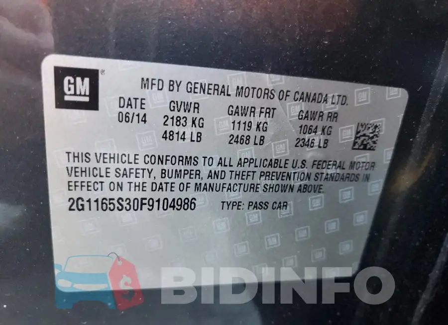 2G1165S30F9104986 Photo# 12