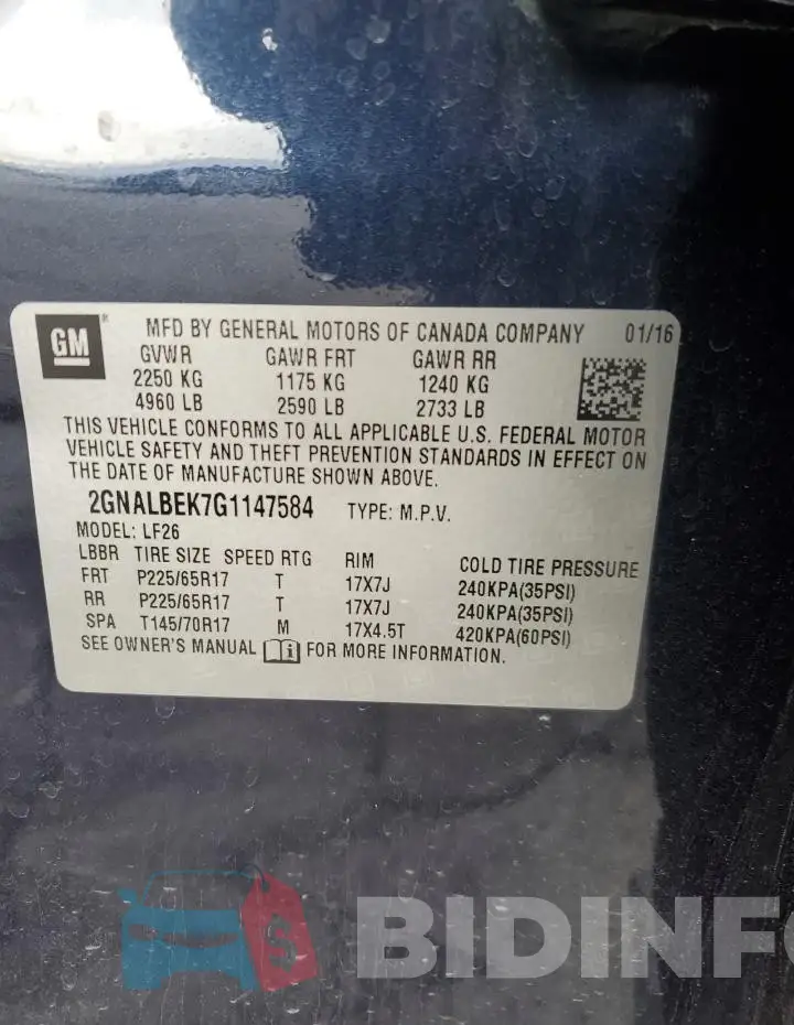 2GNALBEK7G1147584 Photo# 13