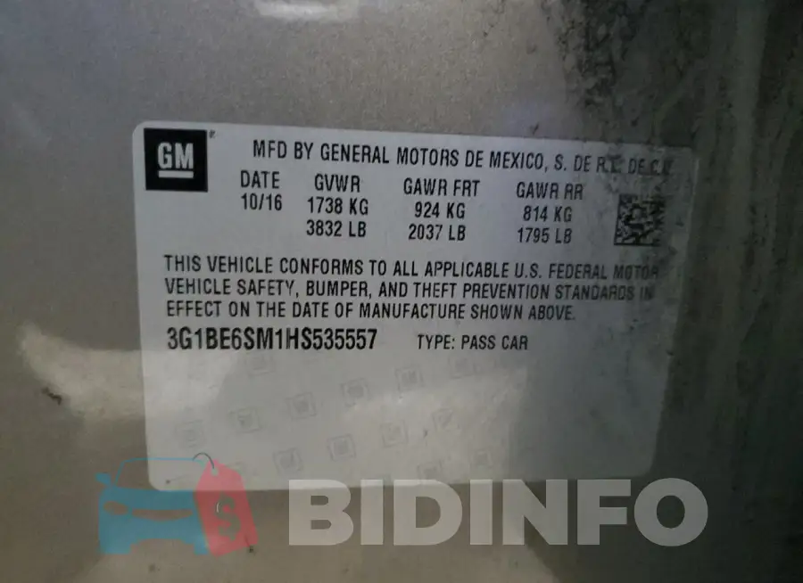 3G1BE6SM1HS535557 Photo# 12