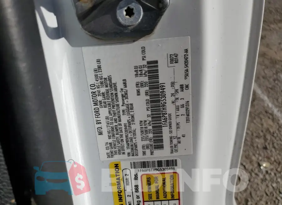 1FA6P8TH9G5309491 Photo# 12