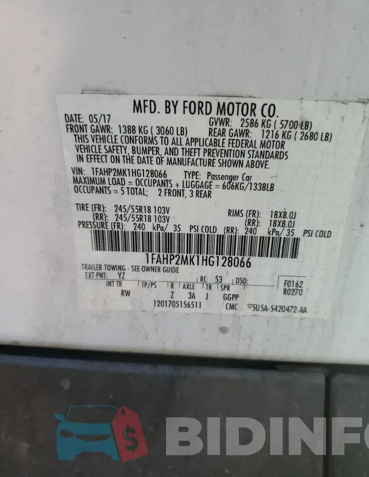 1FAHP2MK1HG128066 Photo# 12