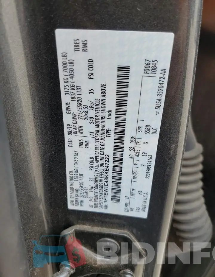 1FTEW1E48KKE47222 Photo# 12