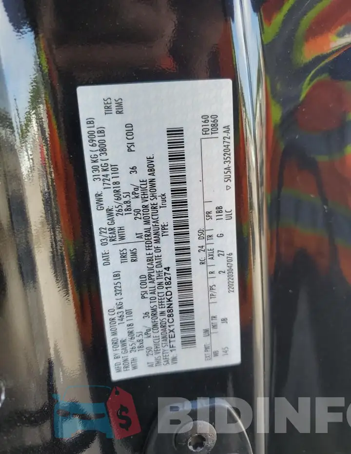 1FTEX1C88NKD18274 Photo# 12