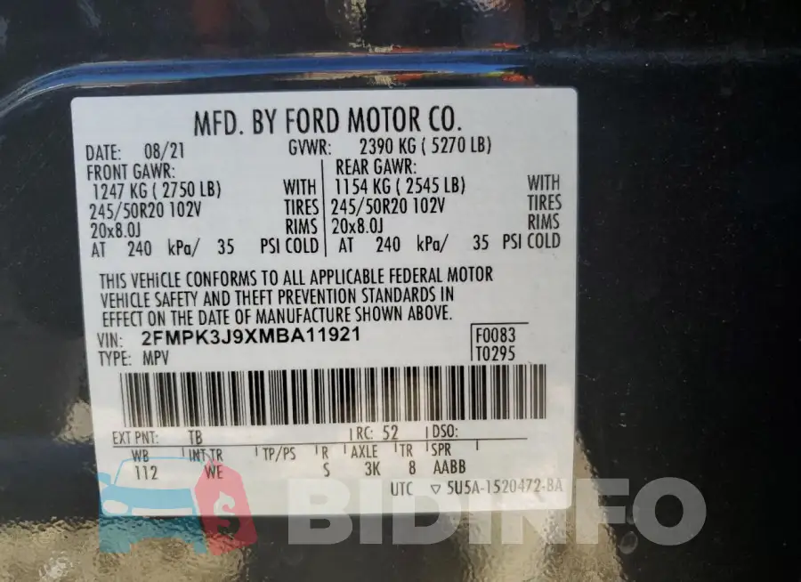 2FMPK3J9XMBA11921 Photo# 12