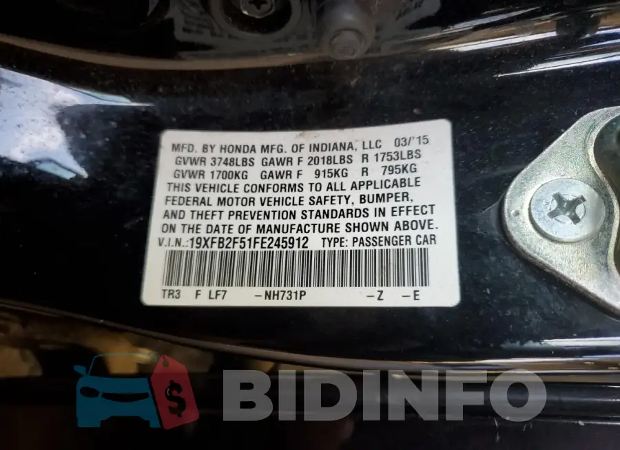 19XFB2F51FE245912 Photo# 12