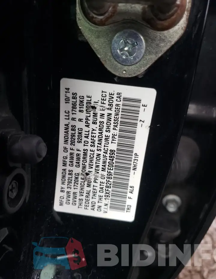 19XFB2F89FE004898 Photo# 13