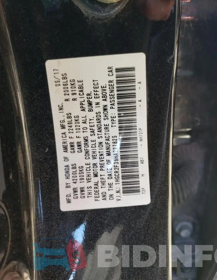 1HGCR2F39HA227825 Photo# 12