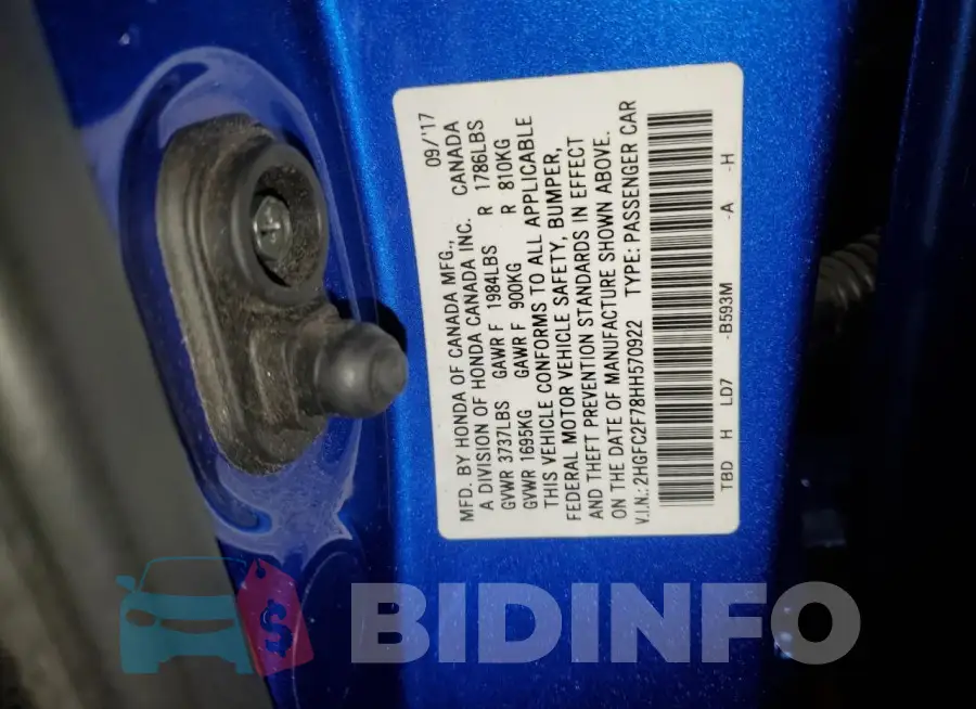 2HGFC2F78HH570922 Photo# 12