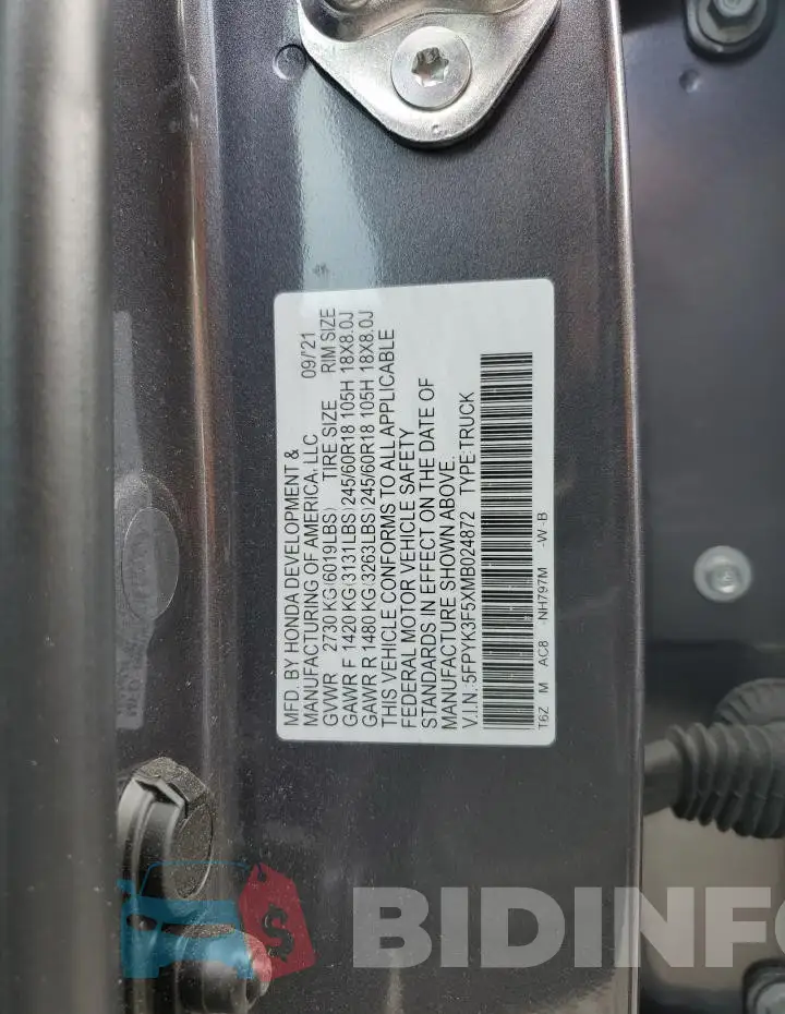 5FPYK3F5XMB024872 Photo# 12