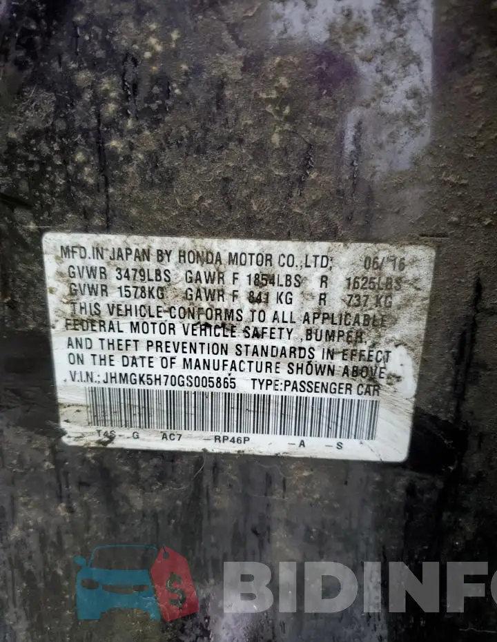 JHMGK5H70GS005865 Photo# 12