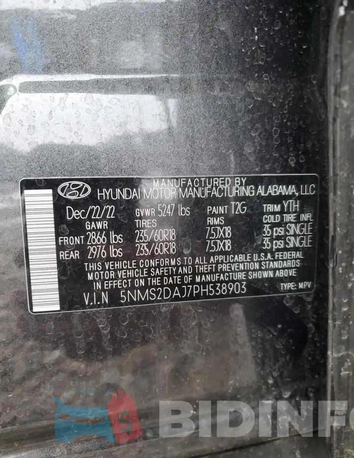 5NMS2DAJ7PH538903 Photo# 13