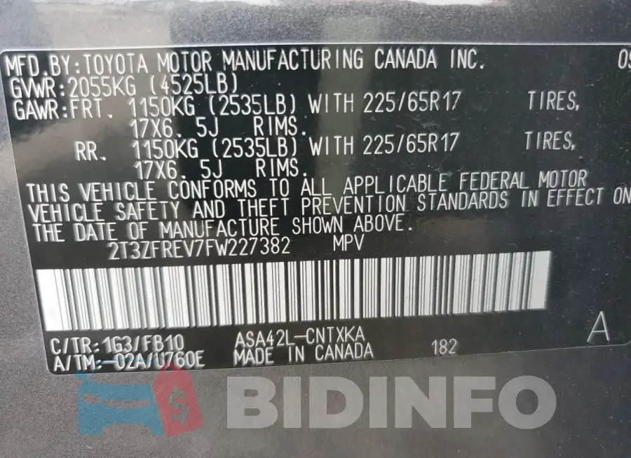 2T3ZFREV7FW227382 Photo# 13