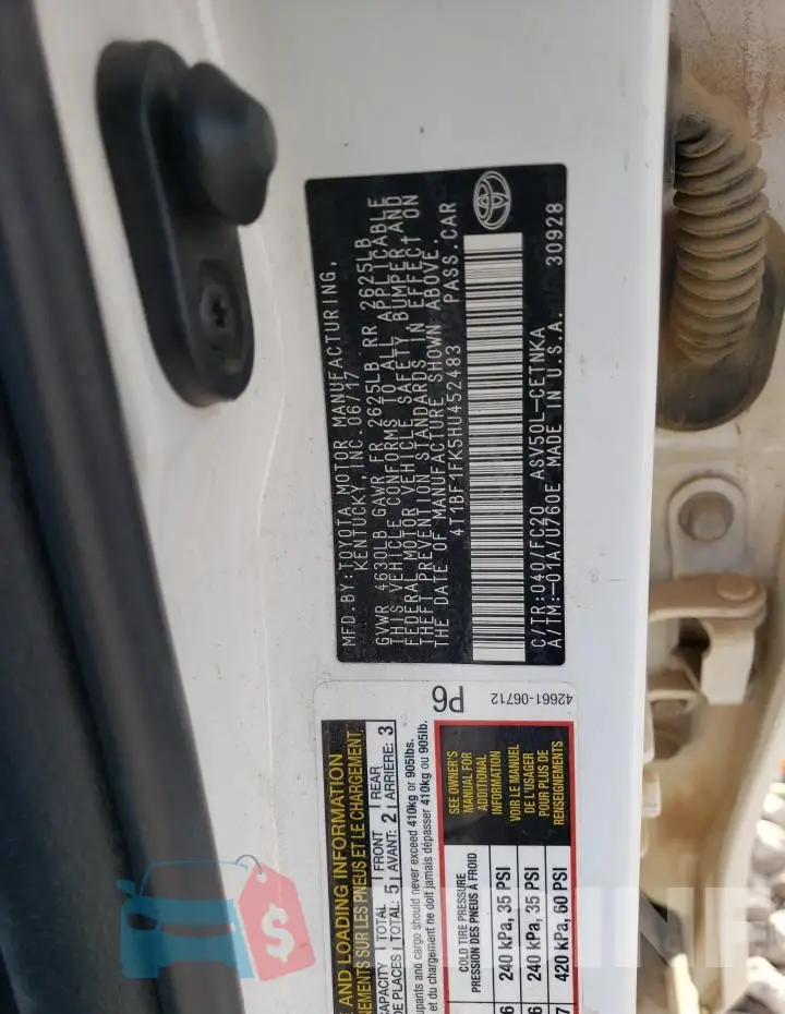 4T1BF1FK5HU452483 Photo# 12