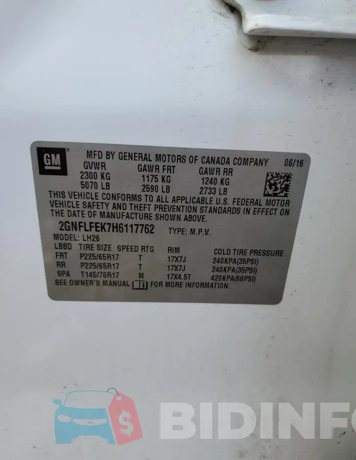 2GNFLFEK7H6117762 Photo# 13