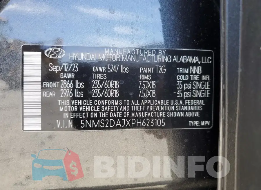 5NMS2DAJXPH623105 Photo# 13