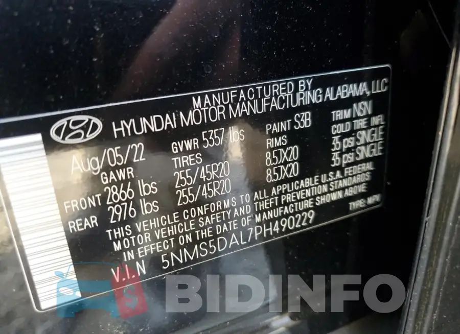 5NMS5DAL7PH490229 Photo# 12