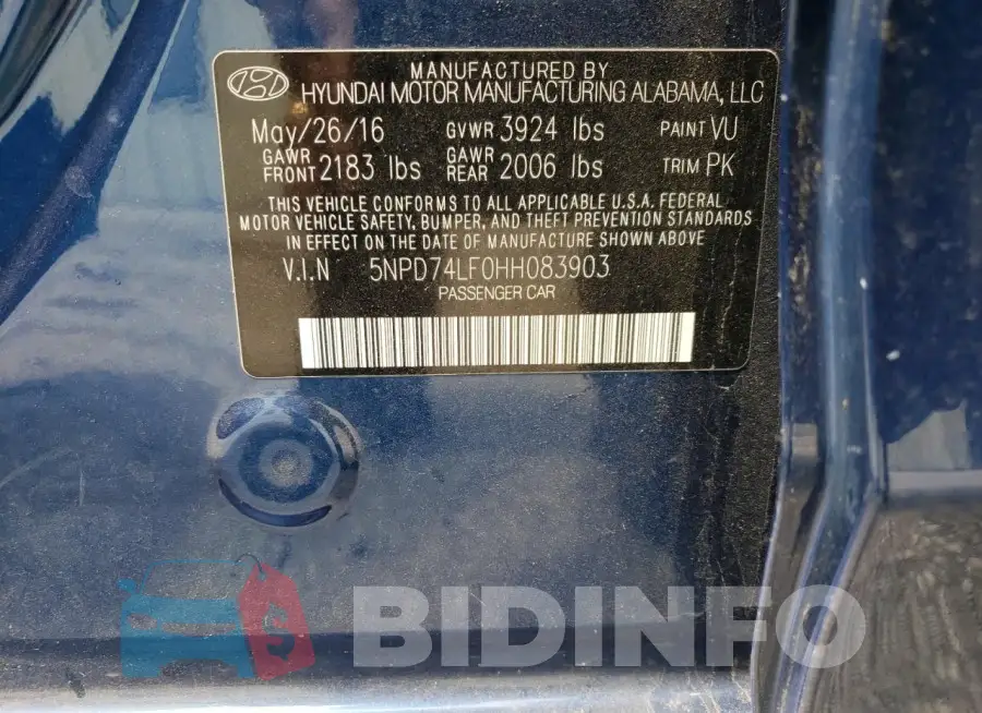5NPD74LF0HH083903 Photo# 12