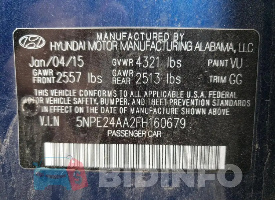 5NPE24AA2FH160679 Photo# 12