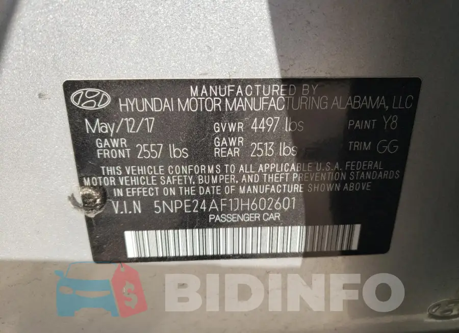 5NPE24AF1JH602601 Photo# 12
