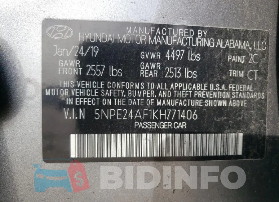 5NPE24AF1KH771406 Photo# 12