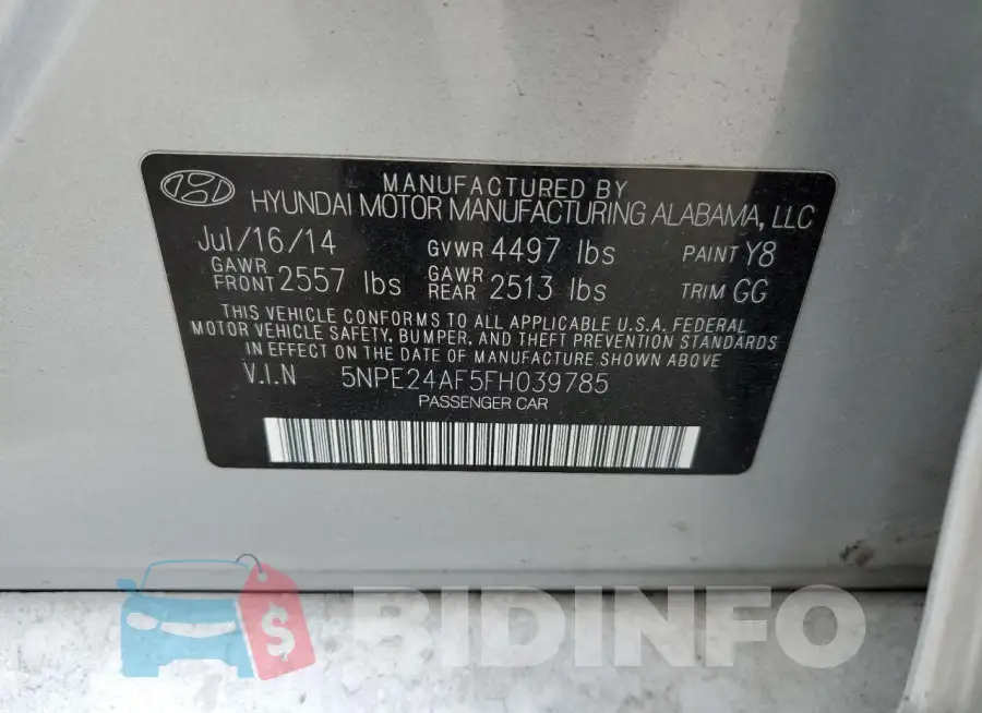 5NPE24AF5FH039785 Photo# 12