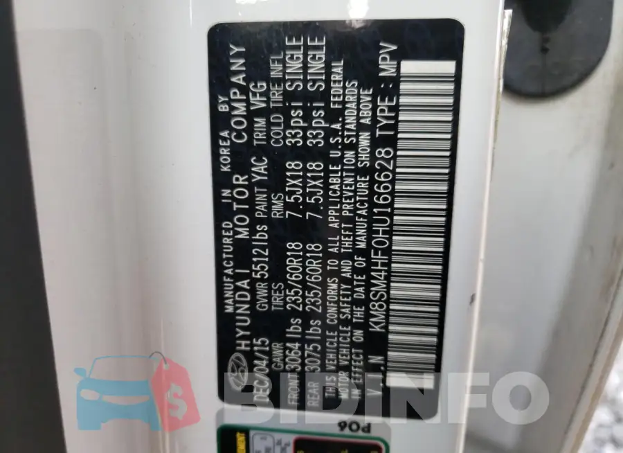KM8SM4HF0HU166628 Photo# 13