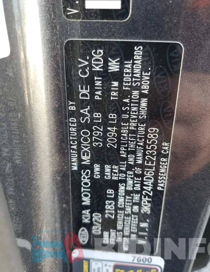 3KPF24AD6LE235589 Photo# 12