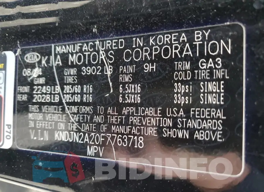 KNDJN2A20F7763718 Photo# 12