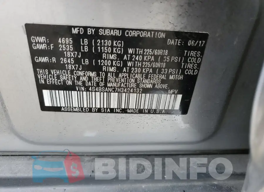 4S4BSANC7H3424132 Photo# 12