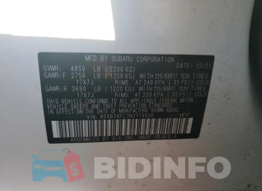4S4BTAFC1N3174636 Photo# 12
